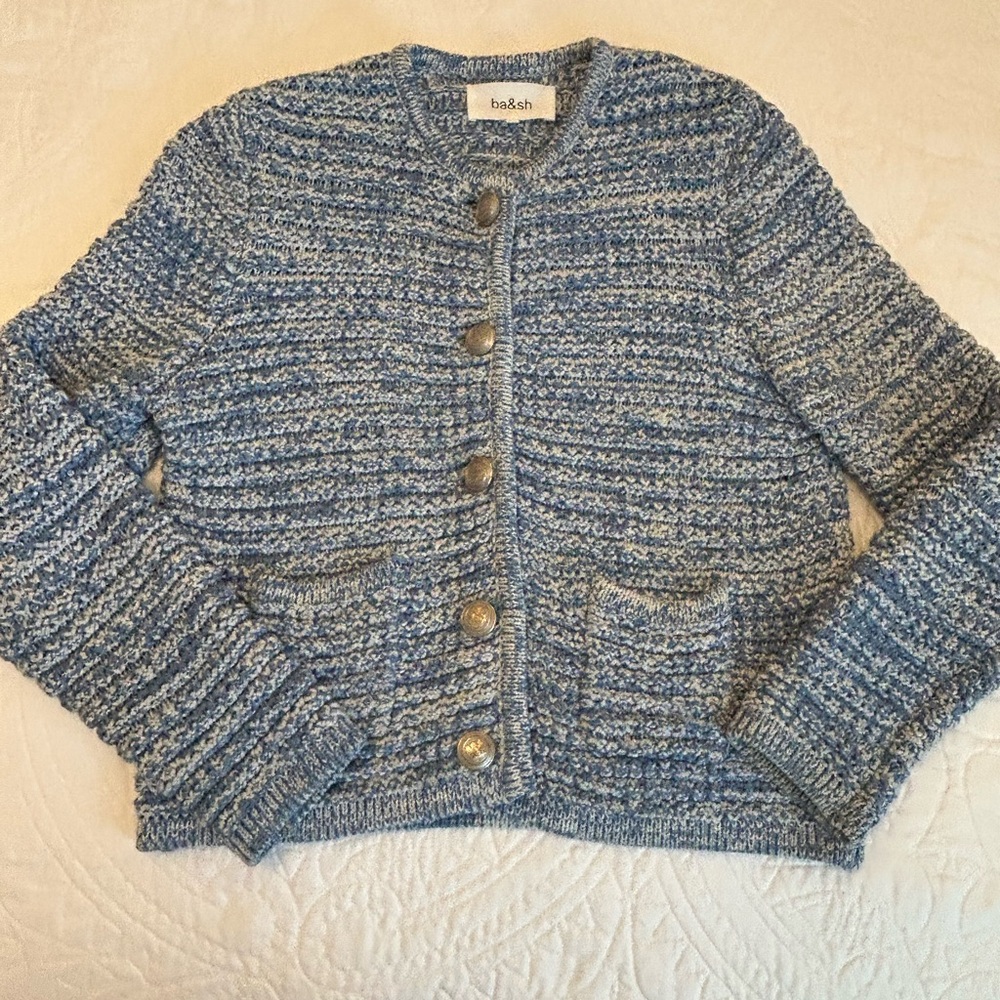 Ba&sh Blue Cardigan Classic Knit Sweater